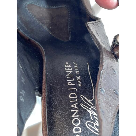 Donald‎ Pliner Espresso Ostrich Heels - Size 9 1/2 M - New Without Box - Picture 13 of 14